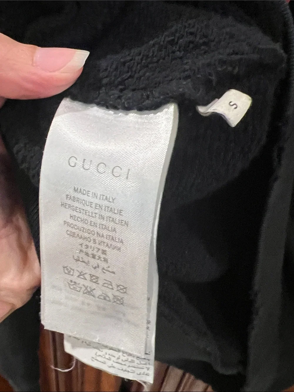 Gucci Black Hoodie with Green & Red Stripe and White Script